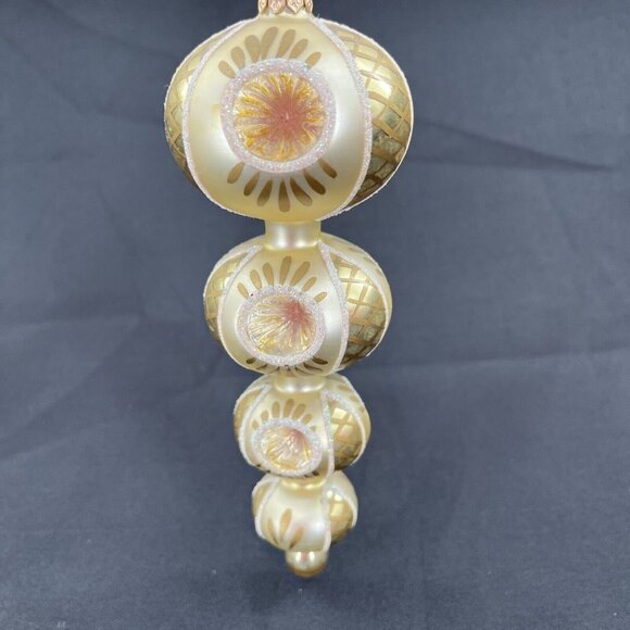 Four Graduated Reflector Ball Spin Ornament Glittered RARE  1A - Picture 3 of 13